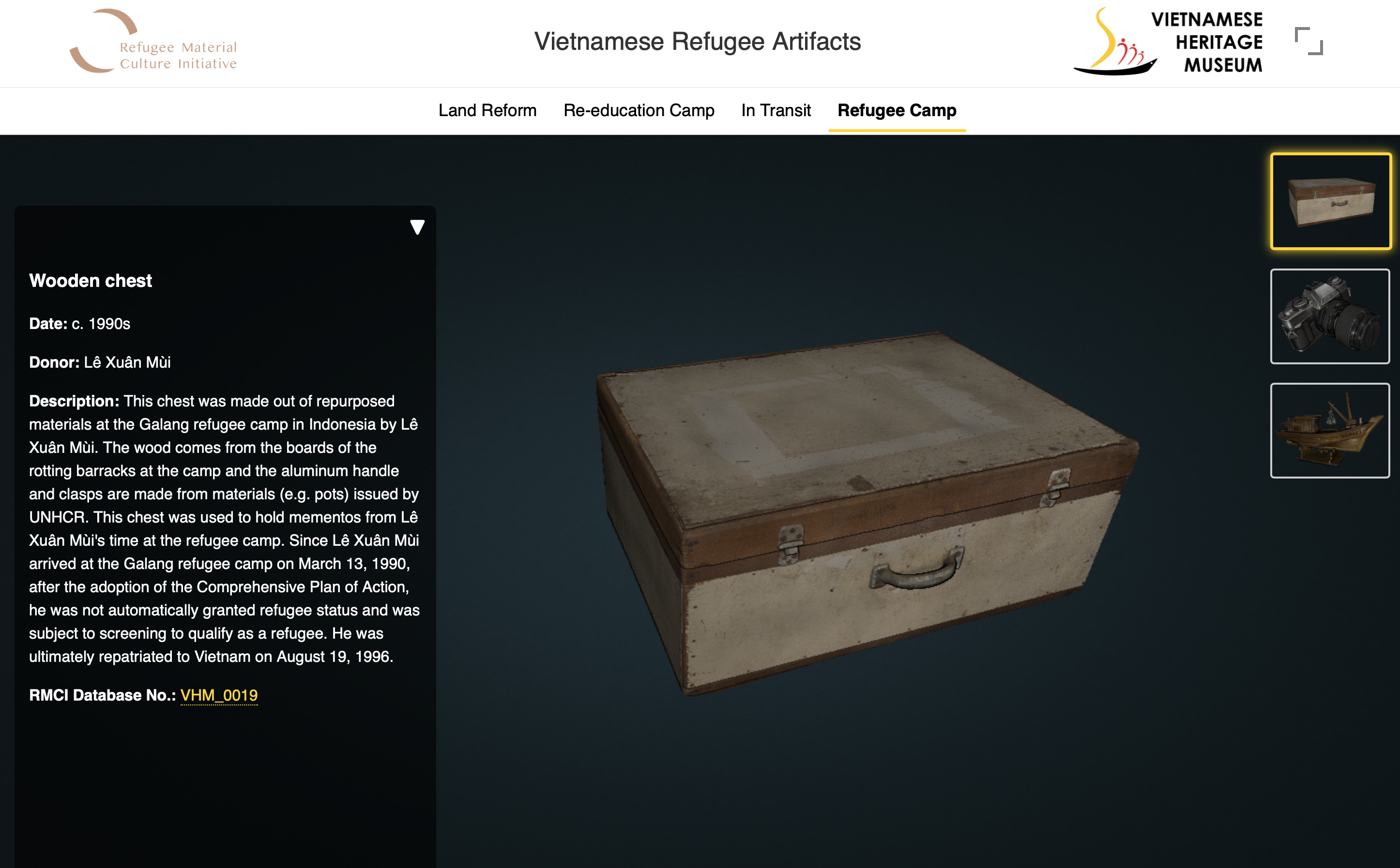Screenshot from the online exhibit