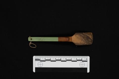 Coconut shell spoon, with scale