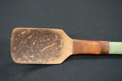 Coconut shell spoon, close up