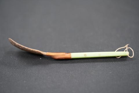 Coconut shell spoon, from side