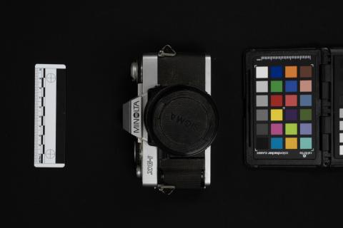 Camera, with color card and scale
