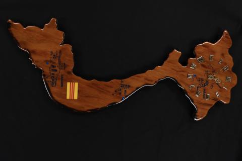 Wooden Vietnam clock, front