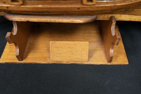 Boat model, inscription
